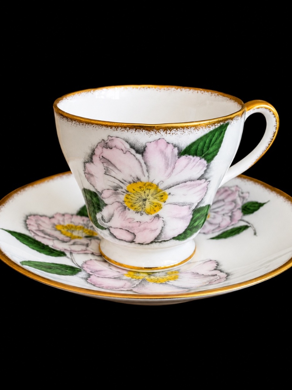 Salisbury England Bone China Teacup & Saucer Bessie Morse Bellingrath Camellia
